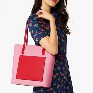 Kate Spade Lalena Large Pink Color Blocked Leather  Tote